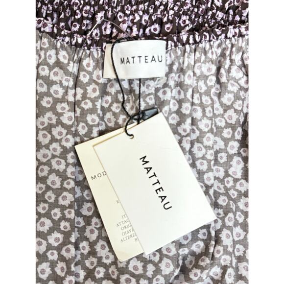 Matteau NWT Shirred Floral-Print Organic Cotton-Poplin Maxi Dress 10 AU 6 US - Picture 5 of 9